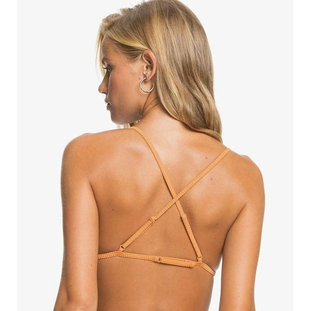 Roxy Mind of Freedom Rust Triangle Adjustable Criss Cross Bikini Top Only S